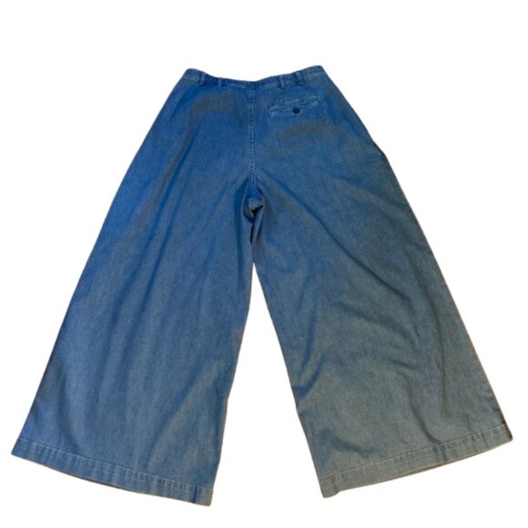 Gap + DOEN Jeans Wide Legs Pleated High Waist Ankle Length Medium Blue, size 6 - Picture 3 of 16
